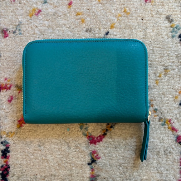 Teal Leather Zip Wallet - Picture 1 of 6